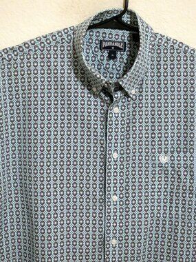Panhandle Shirt Mens XL Long Sleeve Button Western Blue Brown Geometric